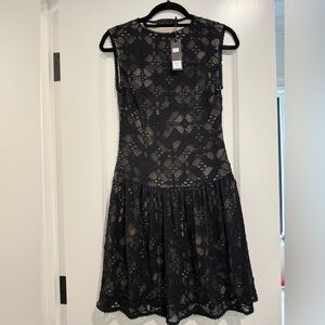 Marna Ro Chic Black Lace Midi Dress Medium
